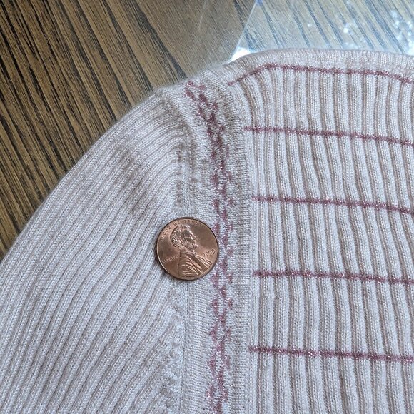 Chanel Vintage Light Pink Glitter Cashmere Blend Sweater 03A 2003 FR44 S M 6 8 - Picture 15 of 16